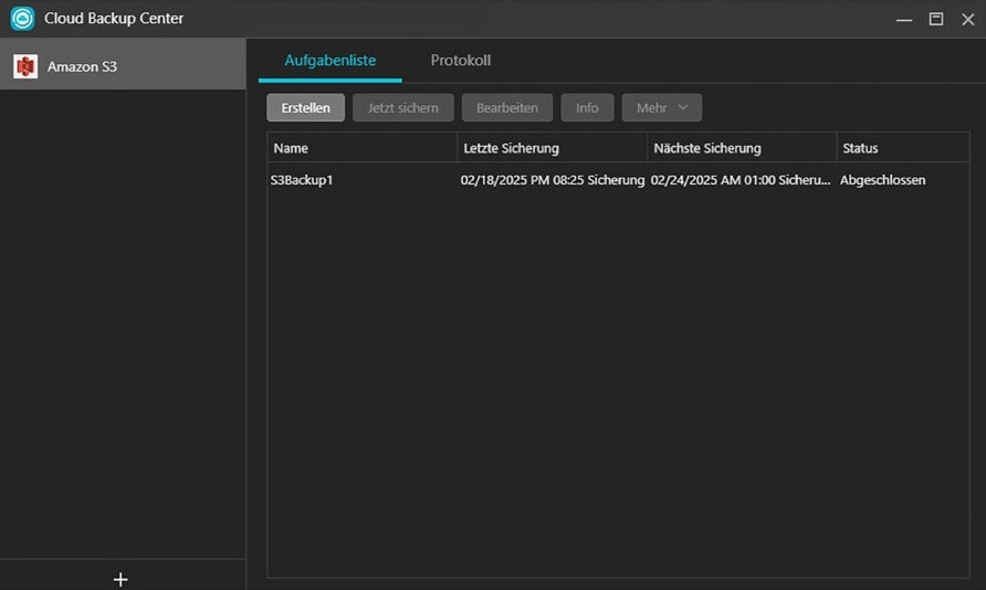 Status im Cloud Backup Center
