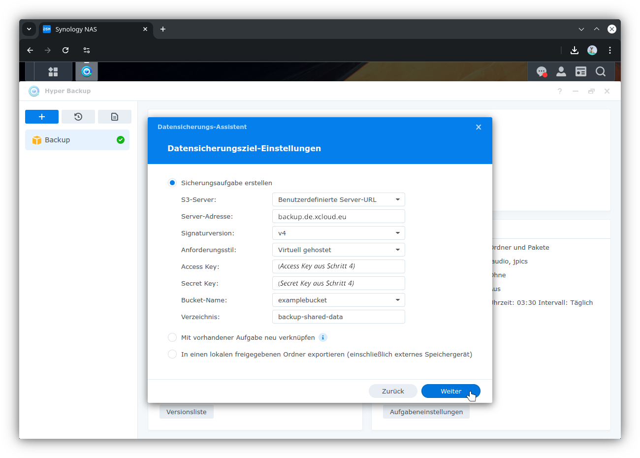 Backup Task Details