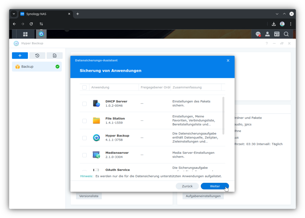 Applications Selection