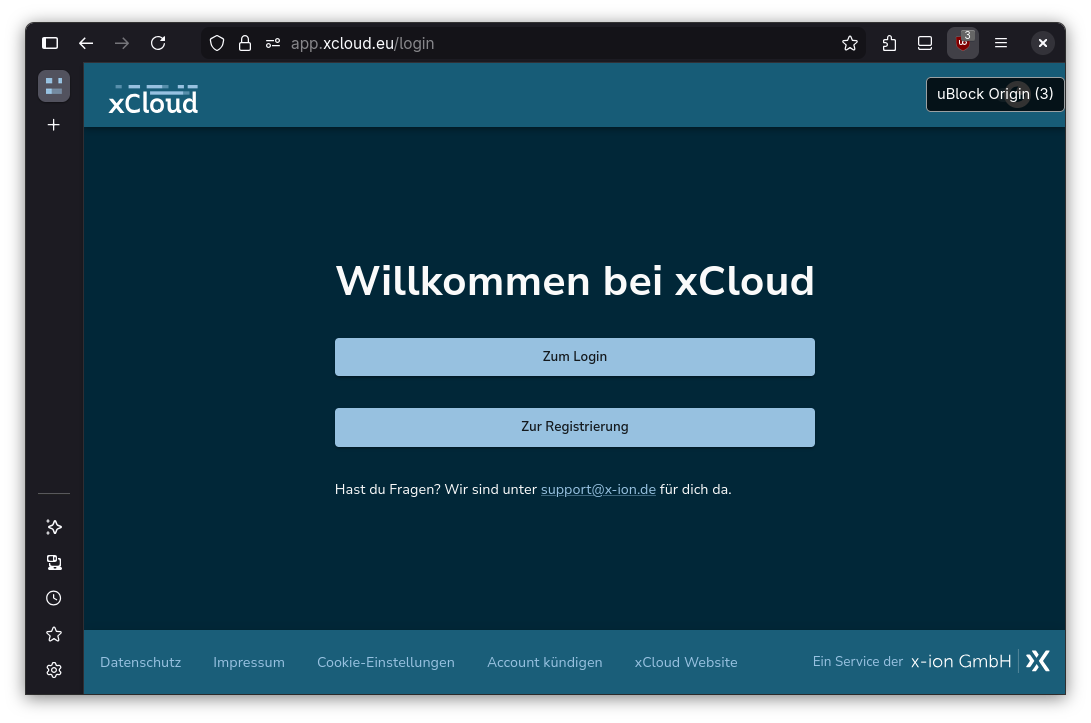 uBlock Origin Button in der Browser-Toolbar